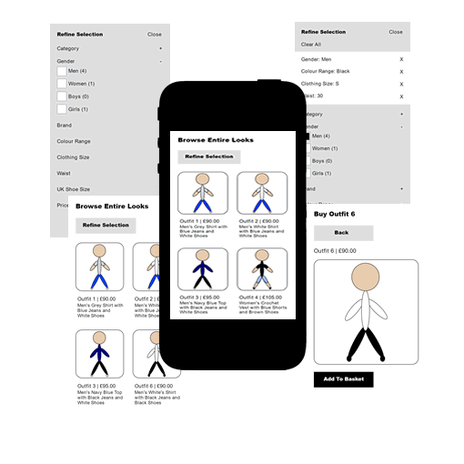 Interactive prototype of Goggles.com's selecting an entire look from a selection of products feature